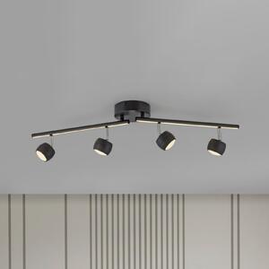 JUST LIGHT. GmbH LED-Deckenspot Jarik, 4-fl., μαύρο, 3.000 K, ρυθμιζόμενος, Μαύρο, Σαλόνι / τραπεζαρία, Μέταλλο, σύγχρονο