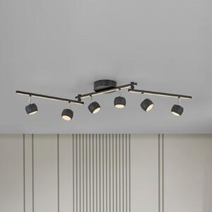 JUST LIGHT. GmbH LED-Deckenspot Jarik, 6-φωτιστικά, μαύρο, 3.000 K, ρυθμιζόμενος, Μαύρο, Σαλόνι / τραπεζαρία, Μέταλλο, σύγχρονο