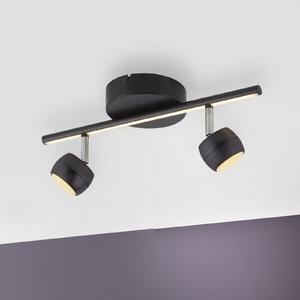 JUST LIGHT. GmbH LED-Deckenspot Jarik, 2-fl., μαύρο, 3.000 K, ρυθμιζόμενος, Μαύρο, Σαλόνι / τραπεζαρία, Μέταλλο, σύγχρονο