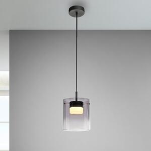 JUST LIGHT. GmbH Κρεμαστό φωτιστικό LED Elio, καπνιστό γυαλί, 1 φως, μαύρο, ρυθμιζόμενος, Γκρι, Σαλόνι / τραπεζαρία, Γυαλί, σύγχρονο