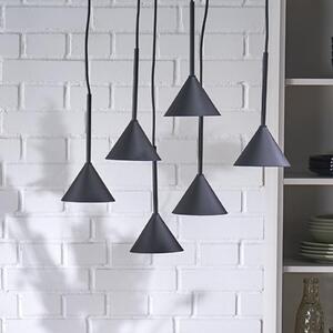 TK Lighting Κρεμαστό φωτιστικό Cono Mini, 6 φλόγες, μαύρο GU10, ρυθμιζόμενος, Μαύρο, Σαλόνι / τραπεζαρία, Μέταλλο, σύγχρονο