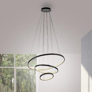JUST LIGHT. GmbH Κρεμαστό φωτιστικό LED Cerchi, μαύρο, 3.000 K, Μαύρο, Σαλόνι / τραπεζαρία, Μέταλλο, σύγχρονο
