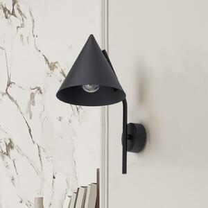 TK Lighting Φωτιστικό τοίχου Cono, 1 φως, μαύρο, E27, ρυθμιζόμενος, Μαύρο, Σαλόνι / τραπεζαρία, Μέταλλο, σύγχρονο