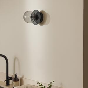 Globen Lighting Φωτιστικό τοίχου ART DECO, μαύρο/γκρι Ø 16cm IP44, ρυθμιζόμενος, Γκρι, Σαλόνι / τραπεζαρία, Γυαλί, σύγχρονο