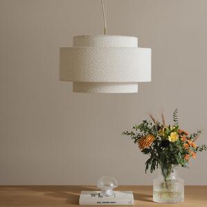Globen Lighting Κρεμαστό φωτιστικό Noah Bouclé, Ø 50 cm, λευκό, ρυθμιζόμενος, Λευκό, Σαλόνι / τραπεζαρία, Ύφασμα / Κλωστοϋφαντουργία, Σκανδιναβικό