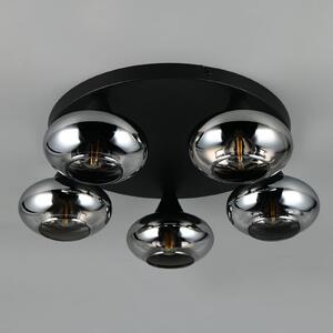 Reality Leuchten Φωτιστικό οροφής Divina, καπνιστό χρώμα, Ø 49 cm, 5 λάμπες, γυαλί, ρυθμιζόμενος, Γκρι, Σαλόνι / τραπεζαρία, Γυαλί, σύγχρονο