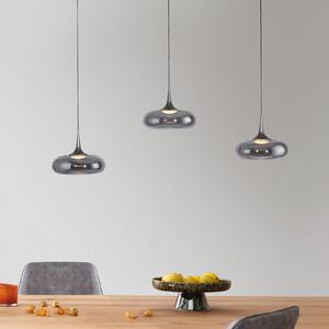 Schöner Wohnen LED κρεμαστή λάμπα Posh 3-φωτιστικά, καπνιστό γυαλί, 3.000 K, ρυθμιζόμενος, Γκρι, Σαλόνι / τραπεζαρία, Γυαλί, σύγχρονο