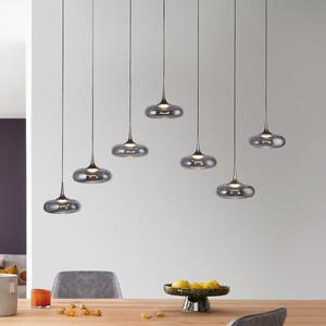 Schöner Wohnen LED κρεμαστή λάμπα Posh 7-φωτεινές, καπνιστό γυαλί, 3.000 K, ρυθμιζόμενος, Γκρι, Σαλόνι / τραπεζαρία, Γυαλί, σύγχρονο