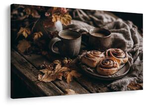 Πίνακας σε καμβά φθινοπωρινό hygge με καφέ