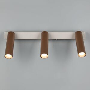 Trio Lighting LED-Deckenstrahler Ambala. Μήκος 44 cm, γκρι/καφέ, 3-flg., ρυθμιζόμενος, Καφέ / Σκουριάς, Σαλόνι / τραπεζαρία, Μέταλλο, σύγχρονο