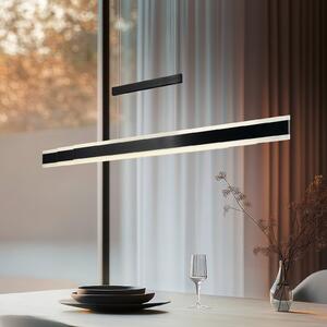 Trio Lighting Κρεμαστή λάμπα LED Arcola μαύρη, μήκος 152 cm, ρυθμιστής έντασης με αφή, CCT, ρυθμιζόμενος, Μαύρο, Σαλόνι / τραπεζαρία, Μέταλλο, σύγχρονο