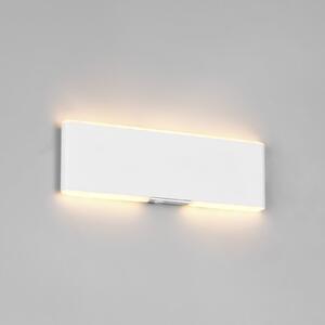 Trio Lighting LED-Akku-Wandlampe Conchita, πλάτος 22 cm, λευκό, μέταλλο, CCT, ρυθμιζόμενος, Λευκό, Σαλόνι / τραπεζαρία, Μέταλλο, σύγχρονο