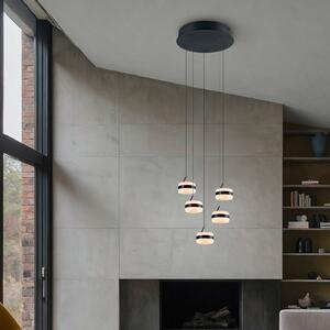Trio Lighting Κρεμαστό φωτιστικό LED Dios, χρώμα νικελίου, Ø 45 cm, CCT, 5 φτερά., ρυθμιζόμενος, Μεταλλικό, Σαλόνι / τραπεζαρία, Μέταλλο, σύγχρονο