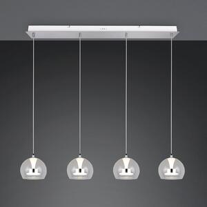 Trio Lighting Κρεμαστό φωτιστικό LED Flynt, μήκος 97 cm, χρώμιο, μέταλλο, 4 φτερά., ρυθμιζόμενος, Μεταλλικό, Σαλόνι / τραπεζαρία, Μέταλλο, σύγχρονο
