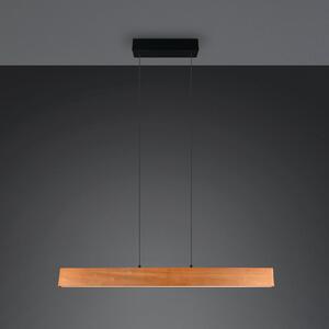 Trio Lighting Κρεμαστό φωτιστικό LED Edgewood, μήκος 115 cm, χρώμα ξύλου, ξύλο CCT, ρυθμιζόμενος, Ξύλου, Σαλόνι / τραπεζαρία, Ξύλο