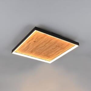 Trio Lighting LED φωτιστικό οροφής Kalea, μήκος 45 cm, χρώμα ξύλου, ξύλο, ρυθμιζόμενος, Ξύλου, Σαλόνι / τραπεζαρία, Ξύλο