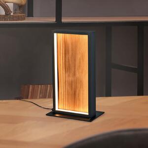 Trio Lighting LED επιτραπέζια λάμπα Kalea, ύψος 30 cm, χρώμα ξύλου, ξύλο, ρυθμιζόμενος, Ξύλου, Σαλόνι / τραπεζαρία, Ξύλο