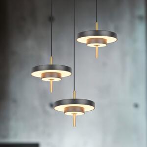 Trio Lighting Κρεμαστό φωτιστικό LED Keaton, μαύρο/χρυσό χρώμα Ø 45 cm CCT 3-φωτιστικό., ρυθμιζόμενος, Μαύρο, Σαλόνι / τραπεζαρία, Μέταλλο
