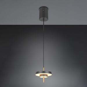 Trio Lighting Κρεμαστή λάμπα LED Keaton μαύρο/χρυσό, Ø 20 cm μέταλλο CCT, ρυθμιζόμενος, Μαύρο, Σαλόνι / τραπεζαρία, Μέταλλο