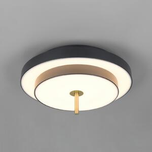 Trio Lighting LED οροφής Keaton, μαύρο/χρυσό, Ø 40 cm, CCT, ρυθμιζόμενος, Μαύρο, Σαλόνι / τραπεζαρία, Μέταλλο