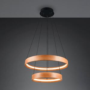 Trio Lighting Κρεμαστό φωτιστικό LED Lynwood, Ø 60 cm, χρώμα ξύλου, ξύλο, 2 φώτα., ρυθμιζόμενος, Ξύλου, Σαλόνι / τραπεζαρία, Ξύλο