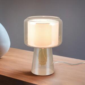 Trio Lighting Επιτραπέζιο φωτιστικό Rocka, κεχριμπαρένιο, ύψος 29 cm, γυαλί/ύφασμα, Μπεζ, Σαλόνι / τραπεζαρία, Γυαλί