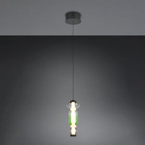 Trio Lighting Κρεμαστή λάμπα LED Minerva, Ø 15 cm, πολύχρωμη, γυαλί, CCT, ρυθμιστής έντασης, ρυθμιζόμενος, Πολύχρωμο, Σαλόνι / τραπεζαρία, Γυαλί