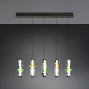 Trio Lighting Κρεμαστή λάμπα LED Minerva, μήκος 100 cm, πολύχρωμη, γυαλί, CCT Dimmer, ρυθμιζόμενος, Σαλόνι / τραπεζαρία, Γυαλί
