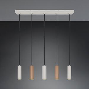 Trio Lighting Κρεμαστό φωτιστικό Soka, καφέ/γκρι, μήκος 85 cm, μέταλλο, 5 φτερά., ρυθμιζόμενος, Καφέ / Σκουριάς, Σαλόνι / τραπεζαρία, Μέταλλο, σύγχρονο
