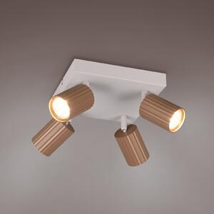 Trio Lighting Προβολέας οροφής Soka, καφέ/γκρι, μήκος 20 cm, μέταλλο, 4 φύλλα., ρυθμιζόμενος, Καφέ / Σκουριάς, Σαλόνι / τραπεζαρία, Μέταλλο, σύγχρονο