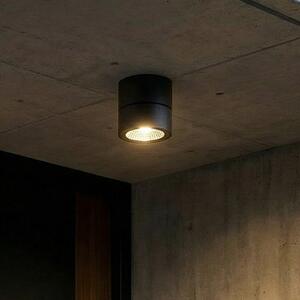Lindby LED φωτιστικό οροφής Nolivar, μαύρο, Ø 9 cm, IP54, Μαύρο, Μπάνιο, Αλουμίνιο, σύγχρονο