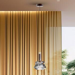 Schuller Valencia Κρεμαστή λάμπα LED Scarlett, ασημί, Ø 18 cm, γυαλί, ρυθμιζόμενος, Μεταλλικό, Σαλόνι / τραπεζαρία, Γυαλί