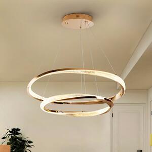 Schuller Valencia Κρεμαστή λάμπα LED Orbitas, Ø 80 cm, χρυσό χρώμα, μέταλλο, ρυθμιστής έντασης, ρυθμιζόμενος, Χρυσό / Ορείχαλκου, Σαλόνι / τραπεζαρία, Αλουμίνιο