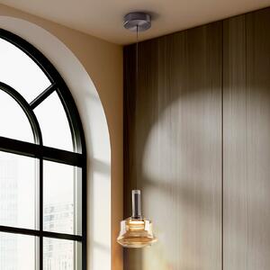 Schuller Valencia Κρεμαστό φωτιστικό LED Scarlett, κεχριμπαρένιο, Ø 18 cm, γυαλί, ρυθμιζόμενος, Μπεζ, Σαλόνι / τραπεζαρία, Γυαλί