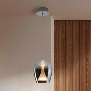 Schuller Valencia Κρεμαστό φωτιστικό LED Suspiro, Ø 18 cm, χρώμιο/γκρι καπνιστό, γυαλί, Γκρι, Σαλόνι / τραπεζαρία, Γυαλί