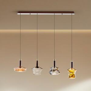 Schuller Valencia LED κρεμαστή λάμπα Scarlett, πολύχρωμη, μήκος 108 cm, γυαλί, 4 φτερά., ρυθμιζόμενος, Πολύχρωμο, Σαλόνι / τραπεζαρία, Γυαλί