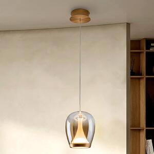 Schuller Valencia Κρεμαστό φωτιστικό LED Suspiro, Ø 18 cm, χρυσό/κεχριμπαρένιο, γυαλί, Μπεζ, Σαλόνι / τραπεζαρία, Γυαλί