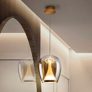 Schuller Valencia Κρεμαστό φωτιστικό LED Suspiro, Ø 25 cm, χρυσό/κεχριμπαρένιο, γυαλί, Μπεζ, Σαλόνι / τραπεζαρία, Γυαλί
