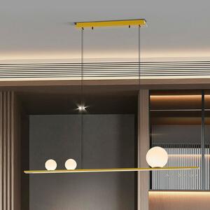 Schuller Valencia Κρεμαστό φωτιστικό LED Mila, χρυσό χρώμα, μήκος 120 cm, 3 φώτα., ρυθμιζόμενος, Χρυσό / Ορείχαλκου, Σαλόνι / τραπεζαρία, Αλουμίνιο, σύγχρονο