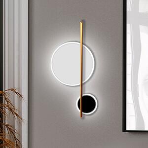 Schuller Valencia LED απλίκα Duo, ύψος 52 cm, μαύρο/χρυσό, μέταλλο, Χρυσό / Ορείχαλκου, Σαλόνι / τραπεζαρία, Αλουμίνιο, σύγχρονο