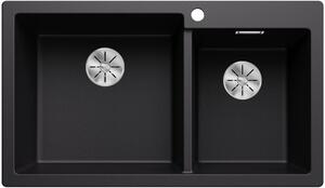 Blanco Pleon 9 Α Black SILGRANIT™ PuraDur™ Γρανιτένιος Νεροχύτης Ένθετος με 2 Γούρνες 86x50cm