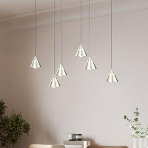 Trio Lighting Κρεμαστή λάμπα LED Romeo, μήκος 75 cm, μεταλλική, χρώμα νικελίου, 6 φτερά., Μεταλλικό, Σαλόνι / τραπεζαρία, Μέταλλο, σύγχρονο