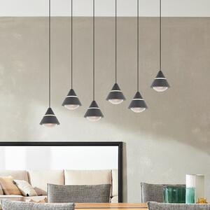 Trio Lighting Κρεμαστό φωτιστικό LED Romeo, μήκος 75 cm, μαύρο, μέταλλο, 6 φτερά., Μαύρο, Σαλόνι / τραπεζαρία, Μέταλλο, σύγχρονο