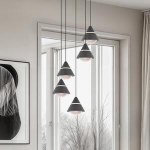 Trio Lighting Κρεμαστή λάμπα LED Romeo, Ø 28 cm, μαύρη, μέταλλο, 5 φτερά., Μαύρο, Σαλόνι / τραπεζαρία, Μέταλλο, σύγχρονο