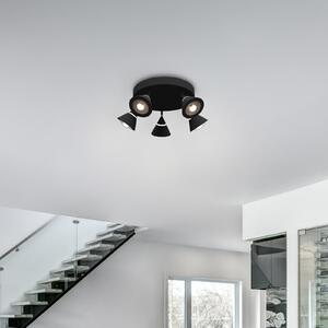 Trio Lighting LED σποτ οροφής Romeo, Ø 30 cm, μαύρο, μέταλλο, 5 φτερά., Μαύρο, Σαλόνι / τραπεζαρία, Μέταλλο, σύγχρονο