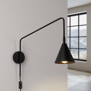 SOLLUX LIGHTING Φωτιστικό τοίχου LYS, μαύρο, Ø 14 cm, μέταλλο, βύσμα, E14, Μαύρο, Σαλόνι / τραπεζαρία, Μέταλλο, Σκανδιναβικό, Στρογγυλό τοίχο