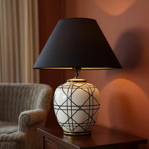 PR Home Επιτραπέζια λάμπα New York, μαύρη, ύψος 45 cm, κεραμικό, Μαύρο, Σαλόνι / τραπεζαρία, Ύφασμα / Κλωστοϋφαντουργία