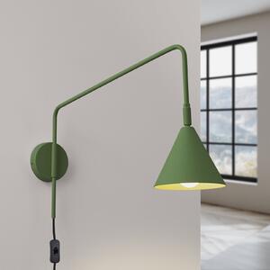 SOLLUX LIGHTING Φωτιστικό τοίχου LYS, λαδί, Ø 14 cm, μέταλλο, βύσμα, E14, Πράσινο, Σαλόνι / τραπεζαρία, Μέταλλο, Σκανδιναβικό, Στρογγυλό τοίχο