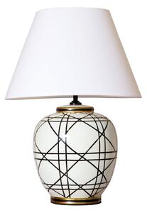 PR Home Επιτραπέζια λάμπα New York, λευκή, ύψος 60 cm, κεραμικό, Λευκό, Σαλόνι / τραπεζαρία, Ύφασμα / Κλωστοϋφαντουργία