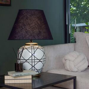 PR Home Επιτραπέζια λάμπα New York, μαύρη, ύψος 63 cm, κεραμικό, Μαύρο, Σαλόνι / τραπεζαρία, Ύφασμα / Κλωστοϋφαντουργία